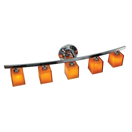 ACCESS LIGHTING Sydney, 5 Light Vanity, Chrome Finish, Amber Glass 63815-18-CH/AMB